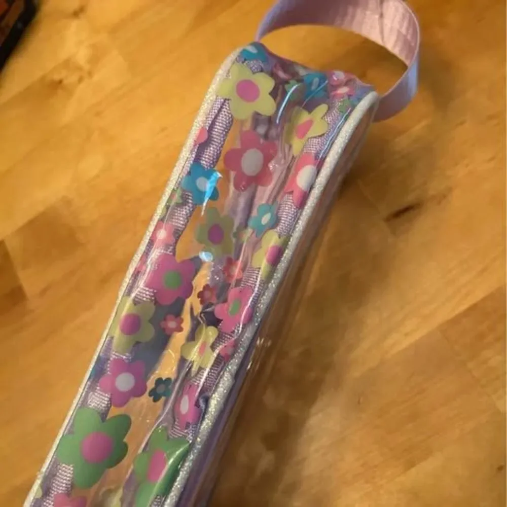 Clear Smiley Face Floral Pencil Case